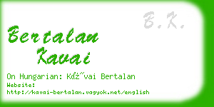 bertalan kavai business card